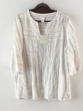 Shabby Chic White Embroidered Tunic Top